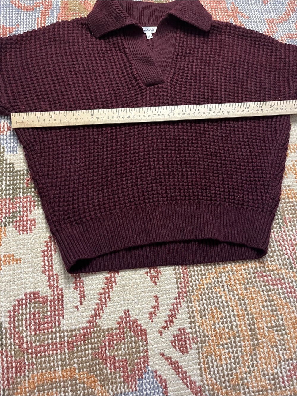 Madewell Waffle Knit Henley Sweater Heather Currant Cotton Size S - Picture 4 of 8
